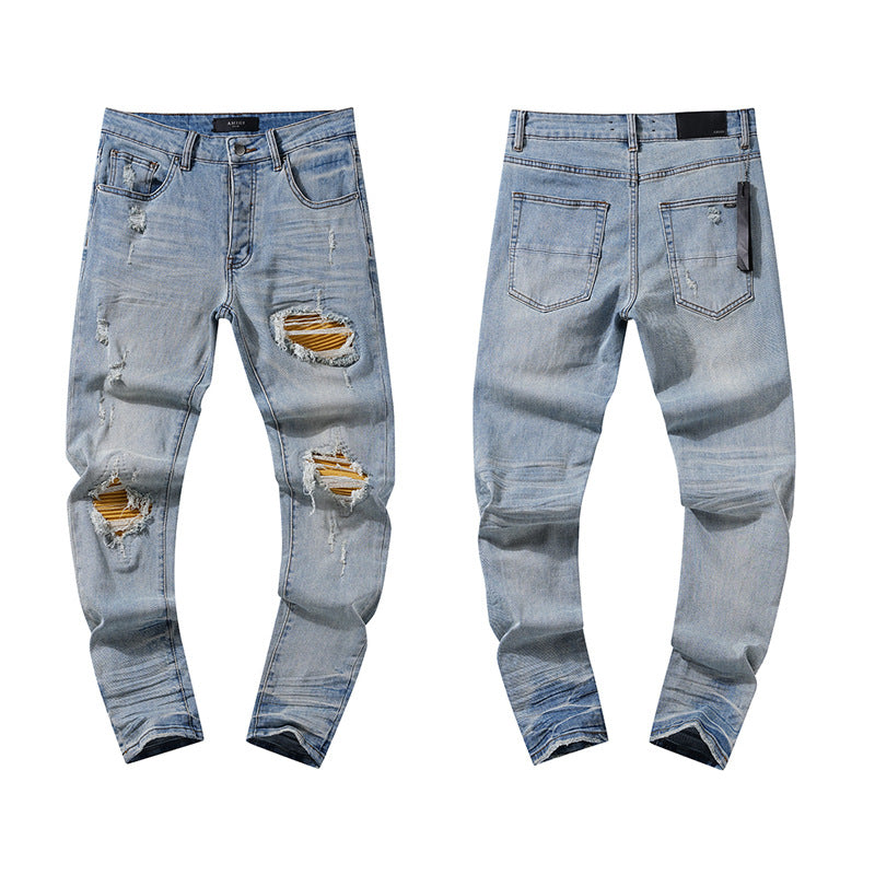 AMIRI Jeans Ripped Patch Slim Fit Stretch Jeans