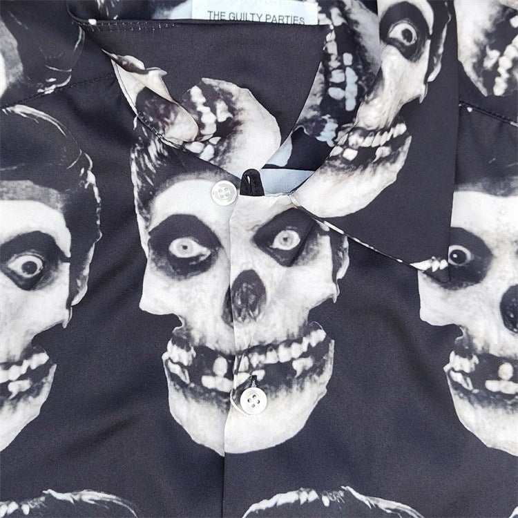 GUILTYPARTIES TIGER Shirts WEIRDO DAVE Portfolio Skull Hawaiian Short Sleeve Shirt Men