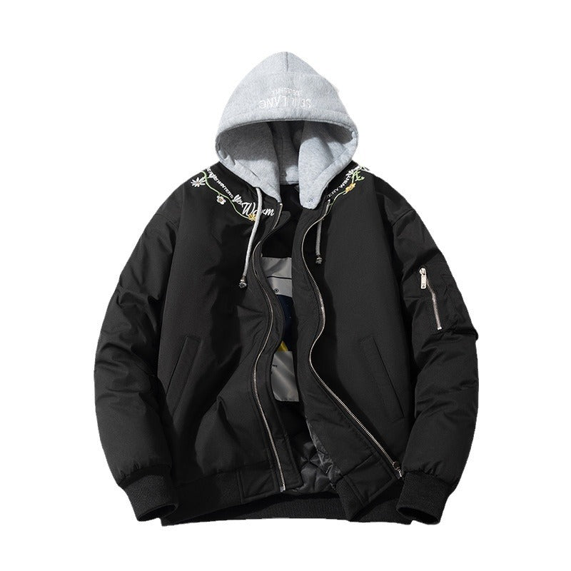 Men Vintage Jackets Thickened baseball jersey Simple embroidery Couple trendy stand-up collar jacket