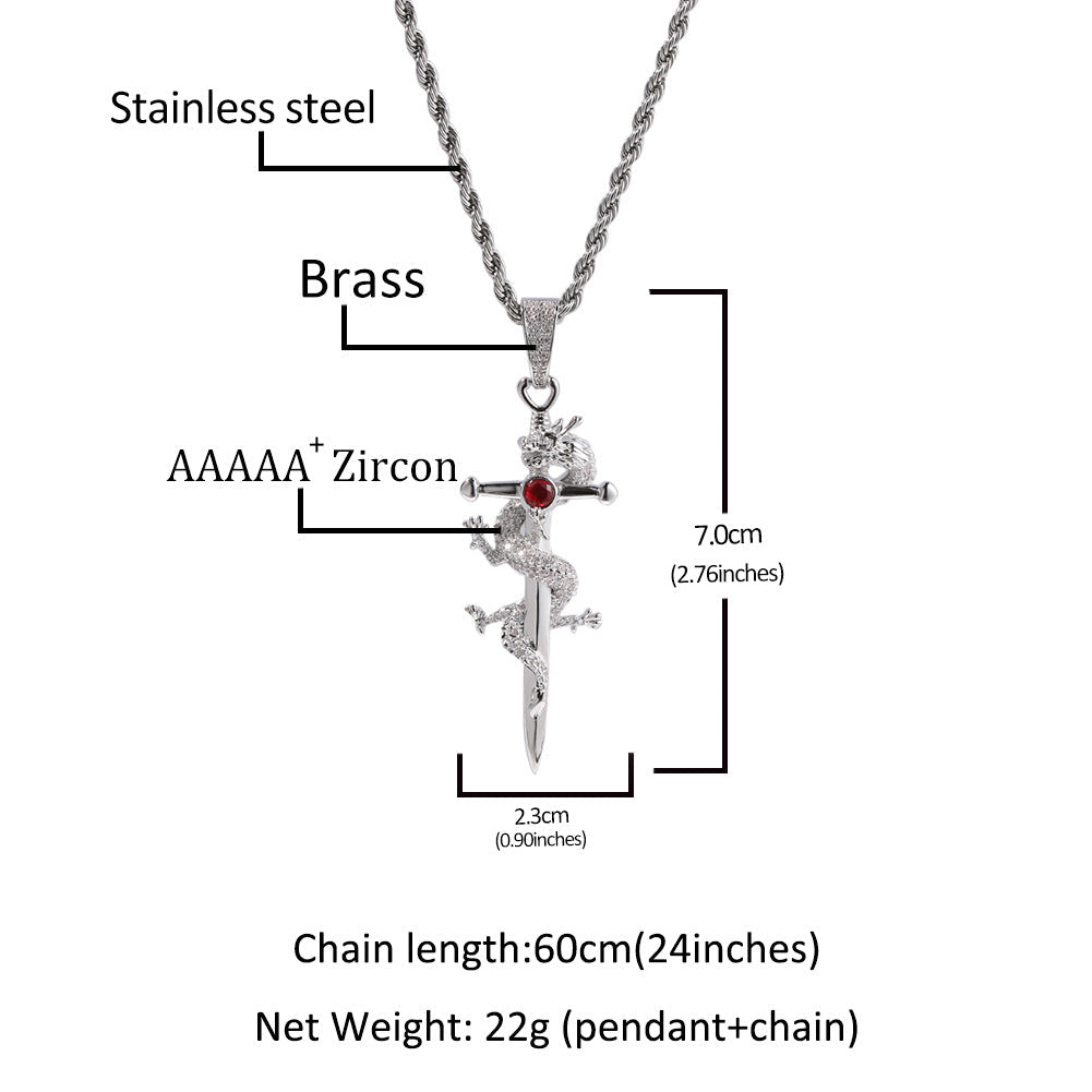 Jewelry Hip Hop Chinese Dragon Cross Miniature Zircon Pendant Royalty Crosses Jesus Pieces