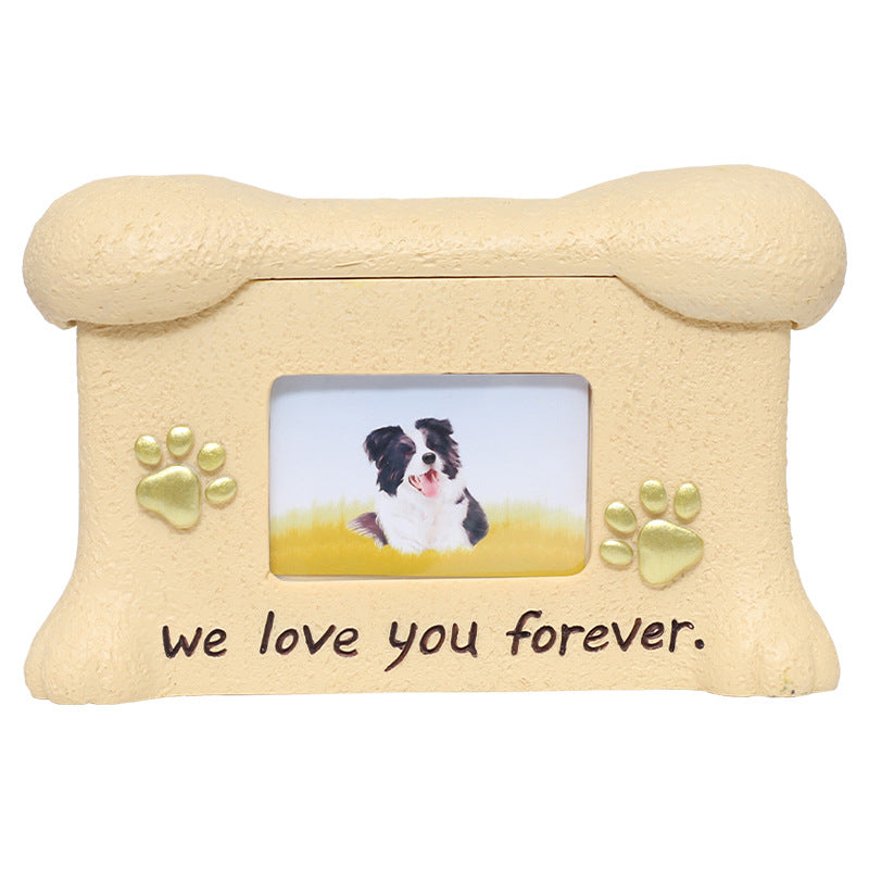 Pet Grave Marker Cross-border Spot Resin Creative Pet Dog Dog Urn With Photo Frame Kitten Puppy Animal Memorial Funeral Supplies