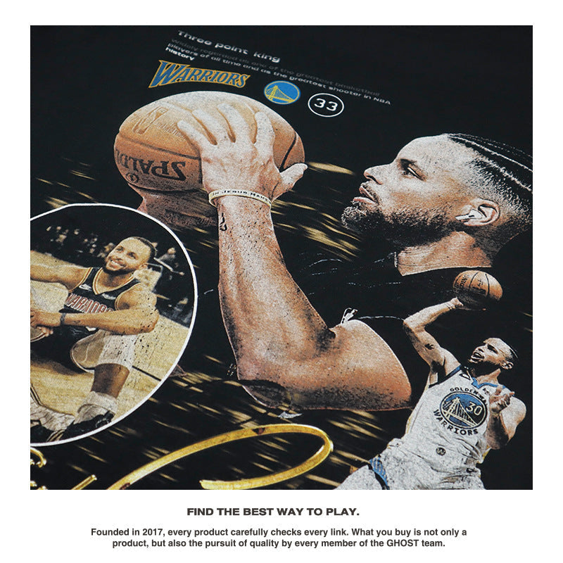 Nba T Shirt Nba Warriors Curry Basketball Star Printed Short Sleeve T-shirt High-quality pure cotton comfortable and trendy clothing
