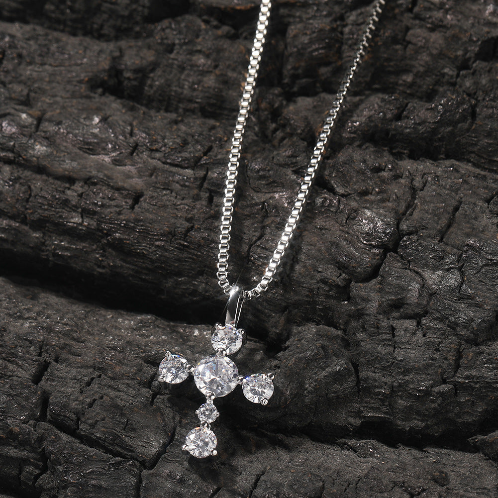 Jewelry Hip Hop S925 Silver Zirconium Claw Crosses Spectrum St. Valentine's Royalty