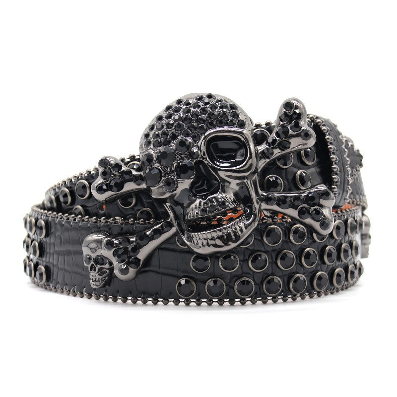 Hip-hop punk rhinestone belt skull accessories