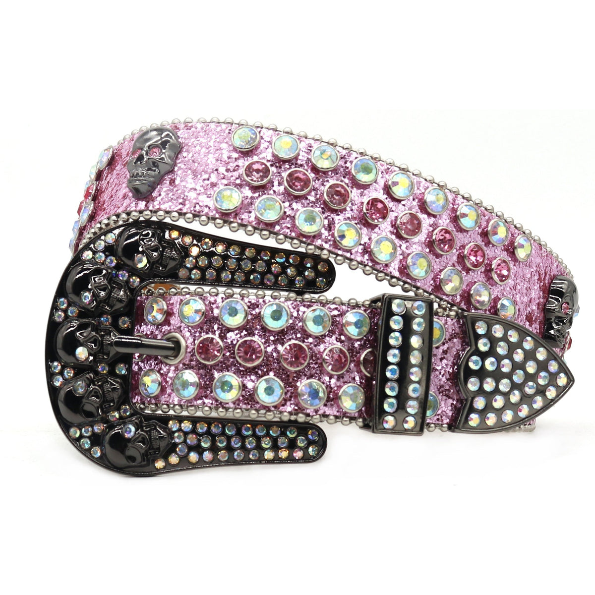Hip-hop punk rhinestone belt skull y2k wide belt