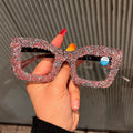 Trendy punk glasses full diamond anti-blue light