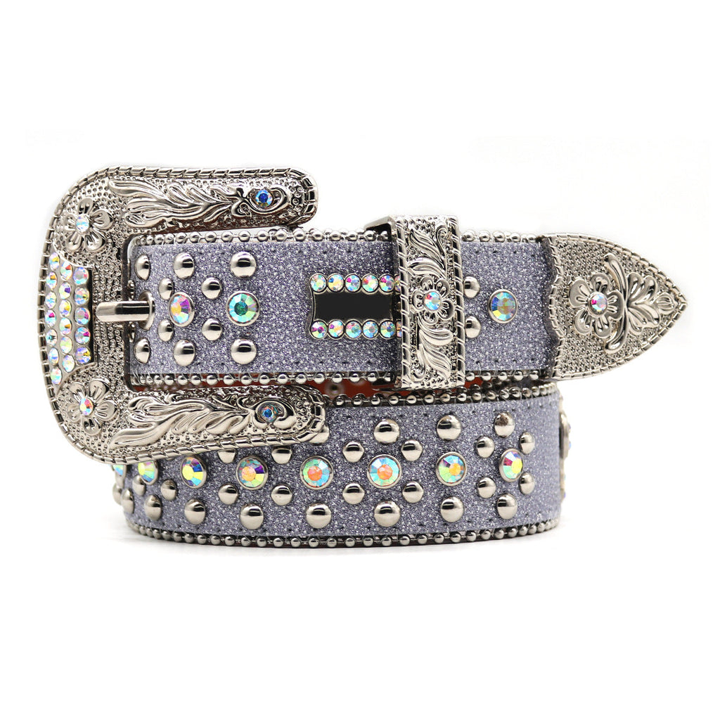 Hip-hop punk rhinestone belt flower buckle accessories punk style