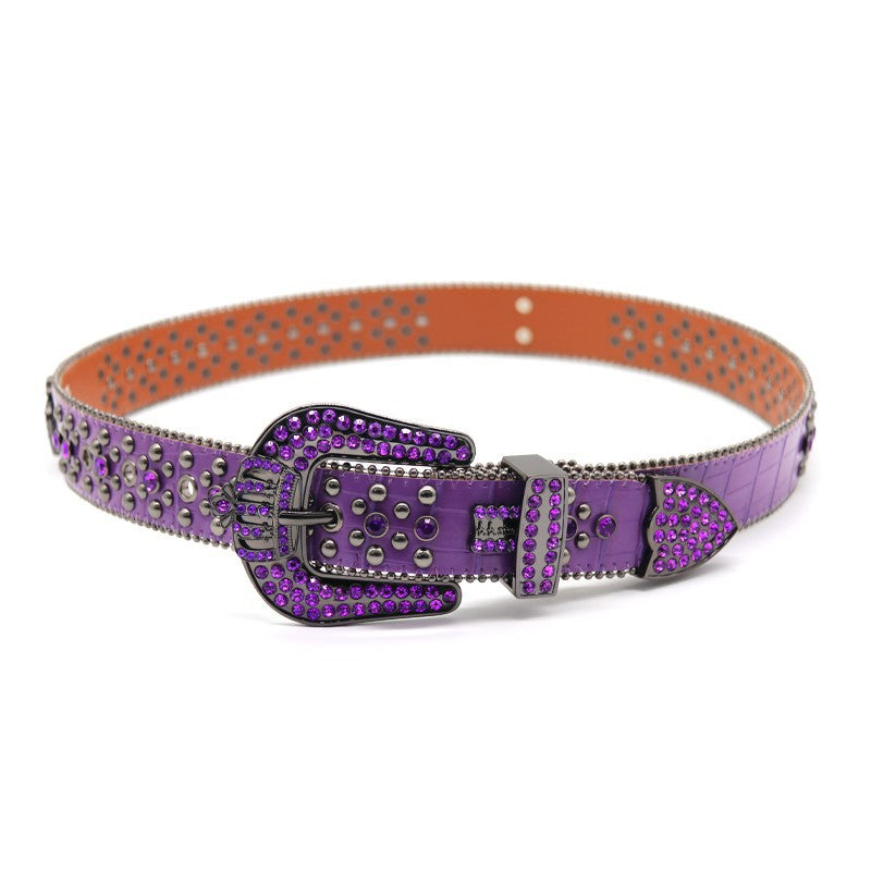 Hip-hop punk rhinestone belt crown rhinestone