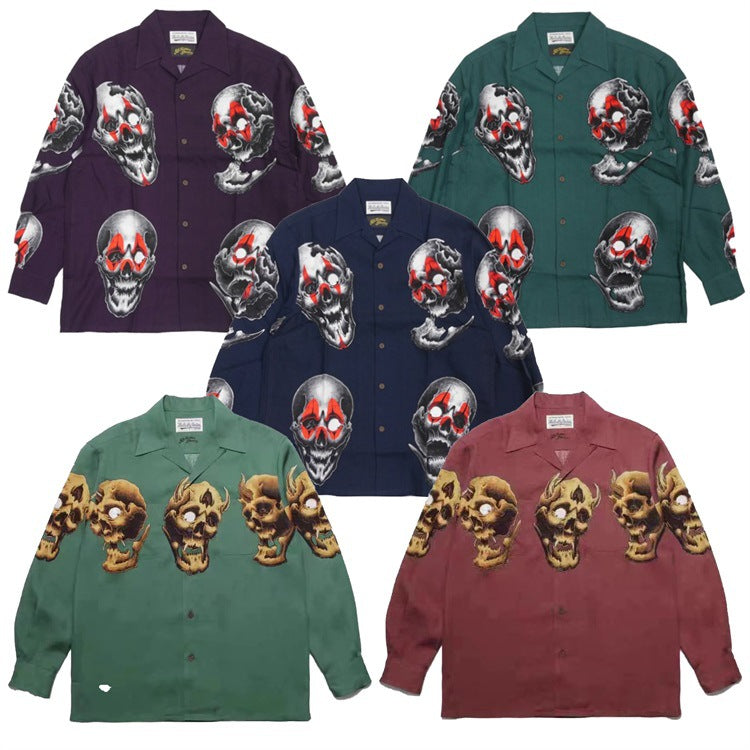 GUILTYPARTIES TIGER Long sleeved shirt 56TATTOO STUDIO Skull Hawaiian long-sleeved shirt for men and women