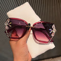 Trendy punk glasses large frame flash diamond sunscreen