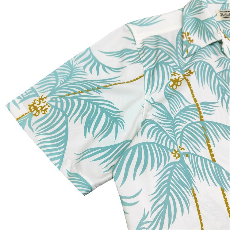 GUILTYPARTIES TIGER Shirts 19ss Coconut Tree, Palm Tree Man Silk Casual Hawaiian Short Sleeve Shirt
