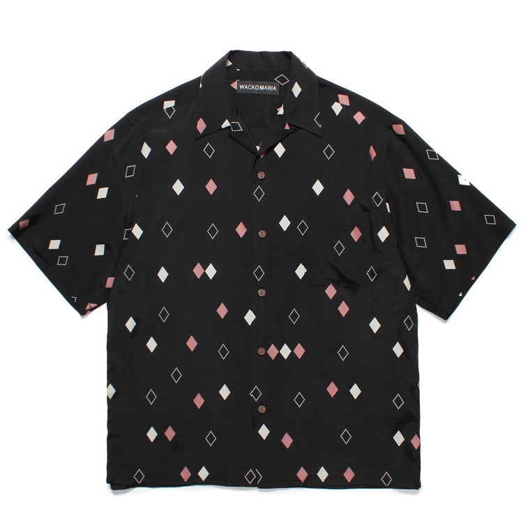 GUILTYPARTIES TIGER Shirts square pattern print rayon Hawaiian short-sleeved shirt beach shirt