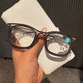 Trendy punk glasses diamond anti-blue light