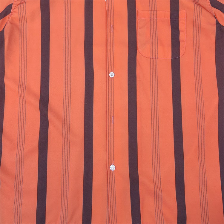 GUILTYPARTIES TIGER Shirts 24ss Striped Classic, Rayon Hawaiian Casual Short Sleeve Shirt Men