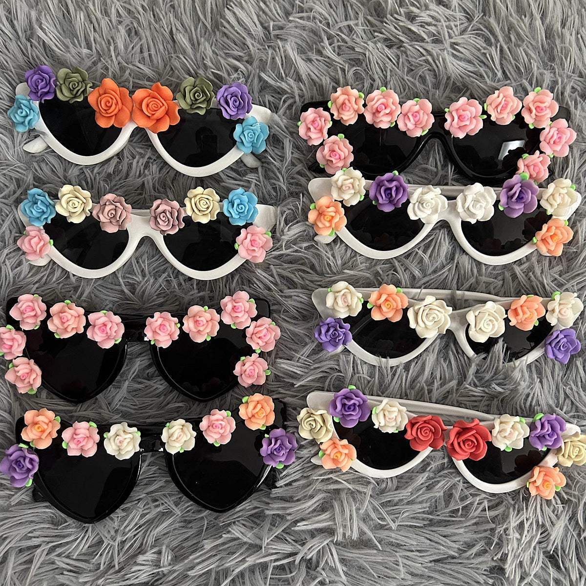 Trendy punk glasses rose cat eyes