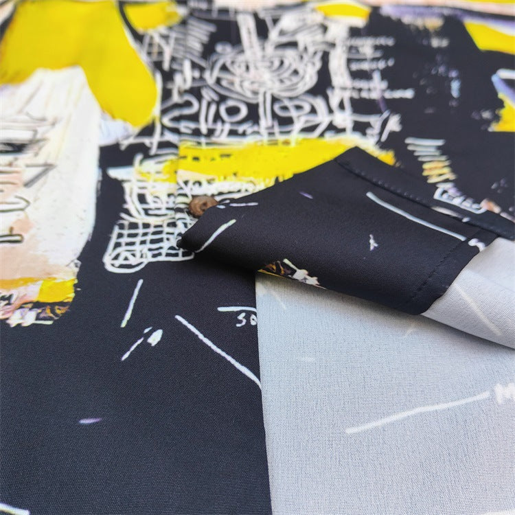 GUILTYPARTIES TIGER Shirts 24ss BASQUIAT, Graffiti Hawaiian Short Sleeve Shirt