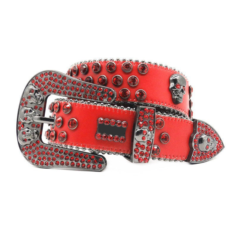 Hip-hop punk rhinestone belt skull rhinestone punk style