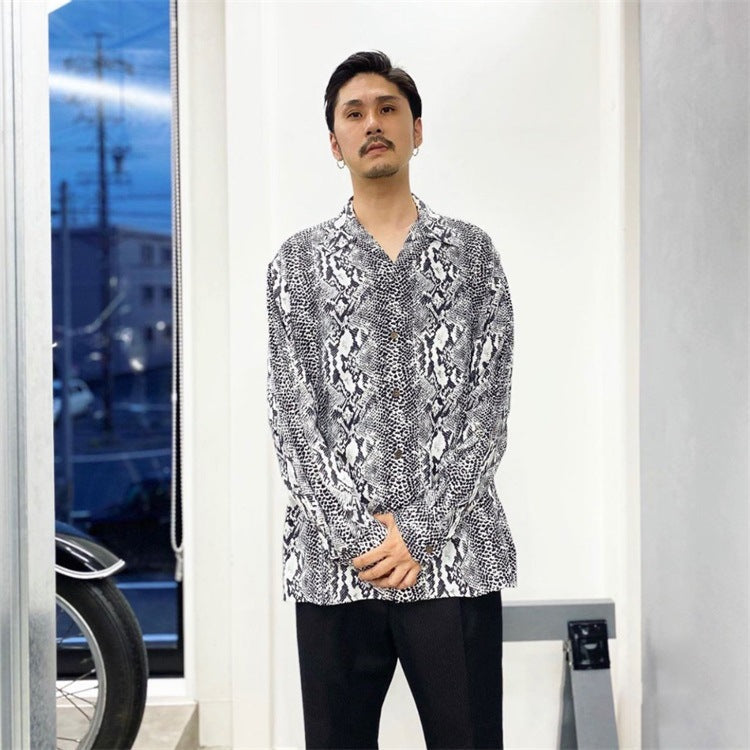 GUILTYPARTIES TIGER Long sleeved shirt Snake Hawaiian print long-sleeved shirt for men and women
