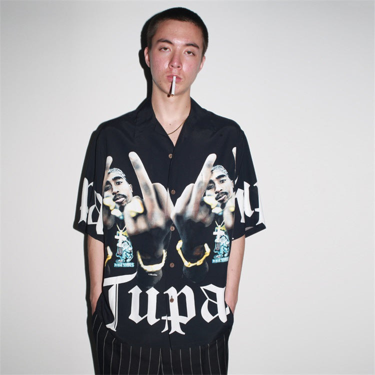 GUILTYPARTIES TIGER Shirts TIGER 23SS 2PAC Five-pattern full print casual Hawaiian short-sleeved shirt men