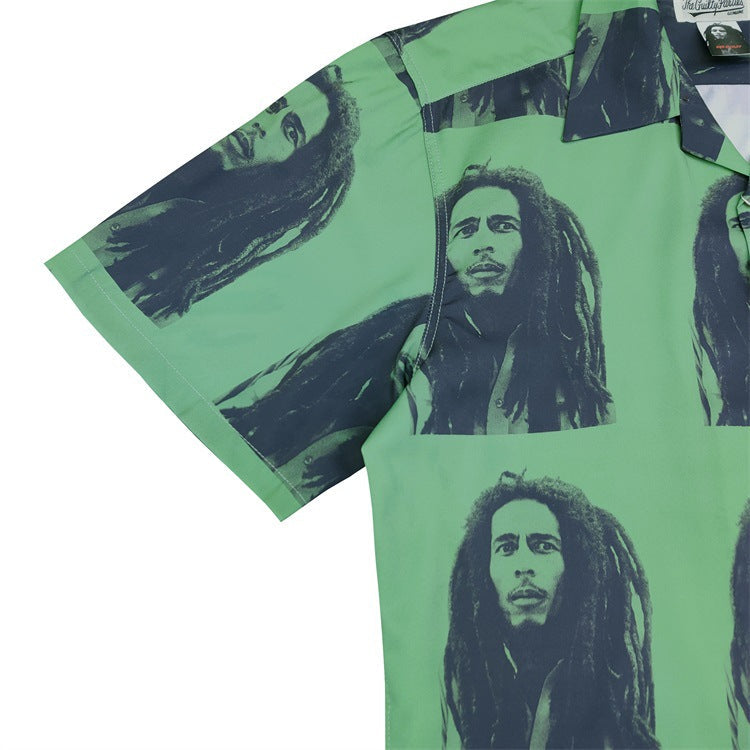 GUILTYPARTIES TIGER Shirts 23ss Reggae Music Godfather Portrait Printed Hawaiian Short Sleeve Shirt Men