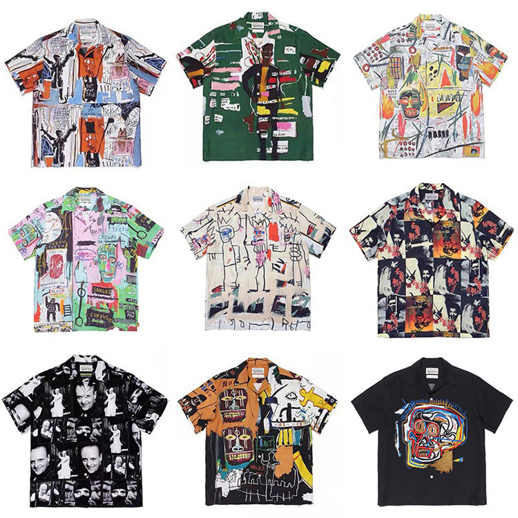GUILTYPARTIES TIGER Shirts Basquiat graffiti Hawaiian short-sleeved flower shirt for men and women