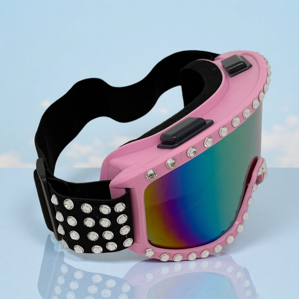Trendy punk glasses with diamonds and cotton, windproof and dustproof