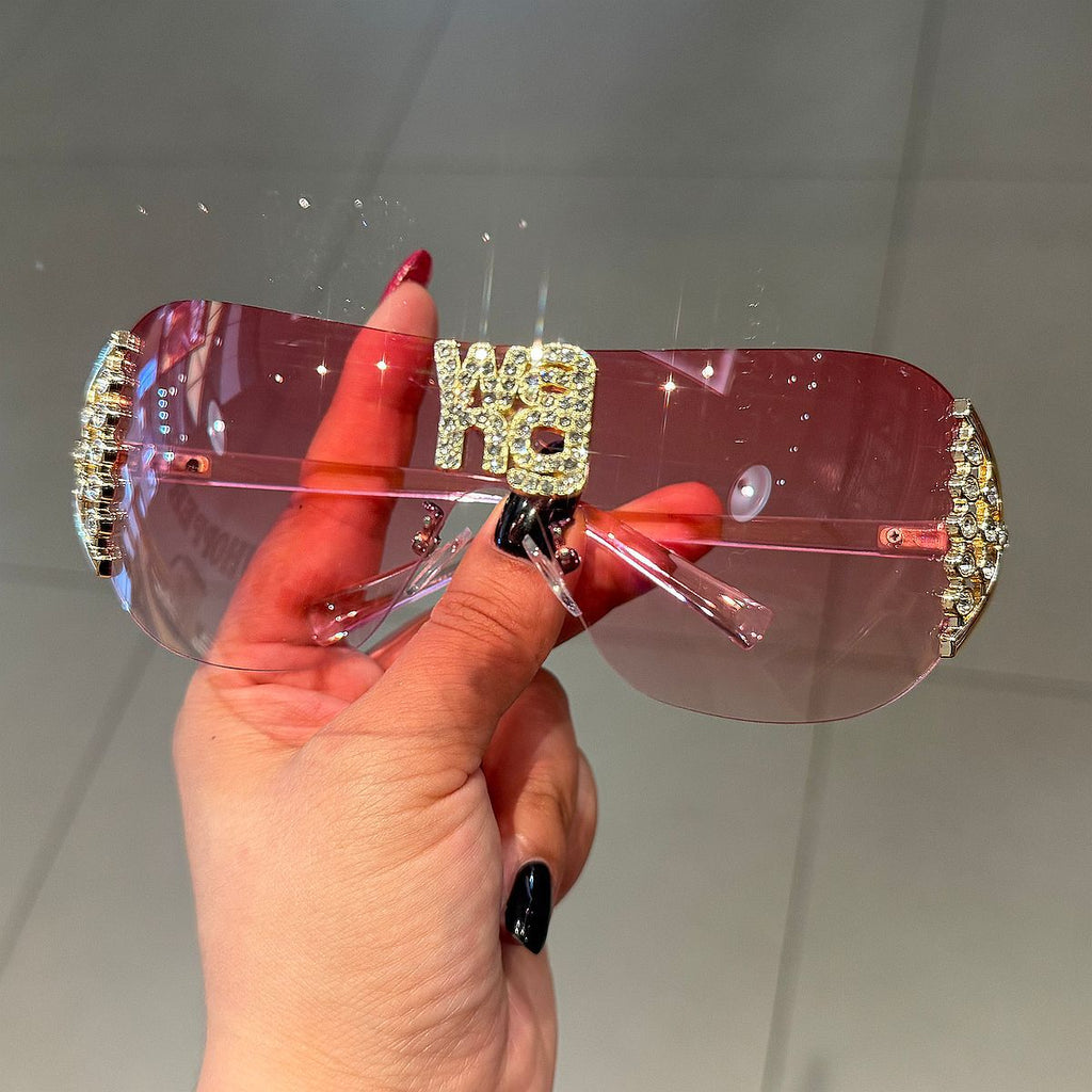 Trendy punk glasses lettery2k diamond