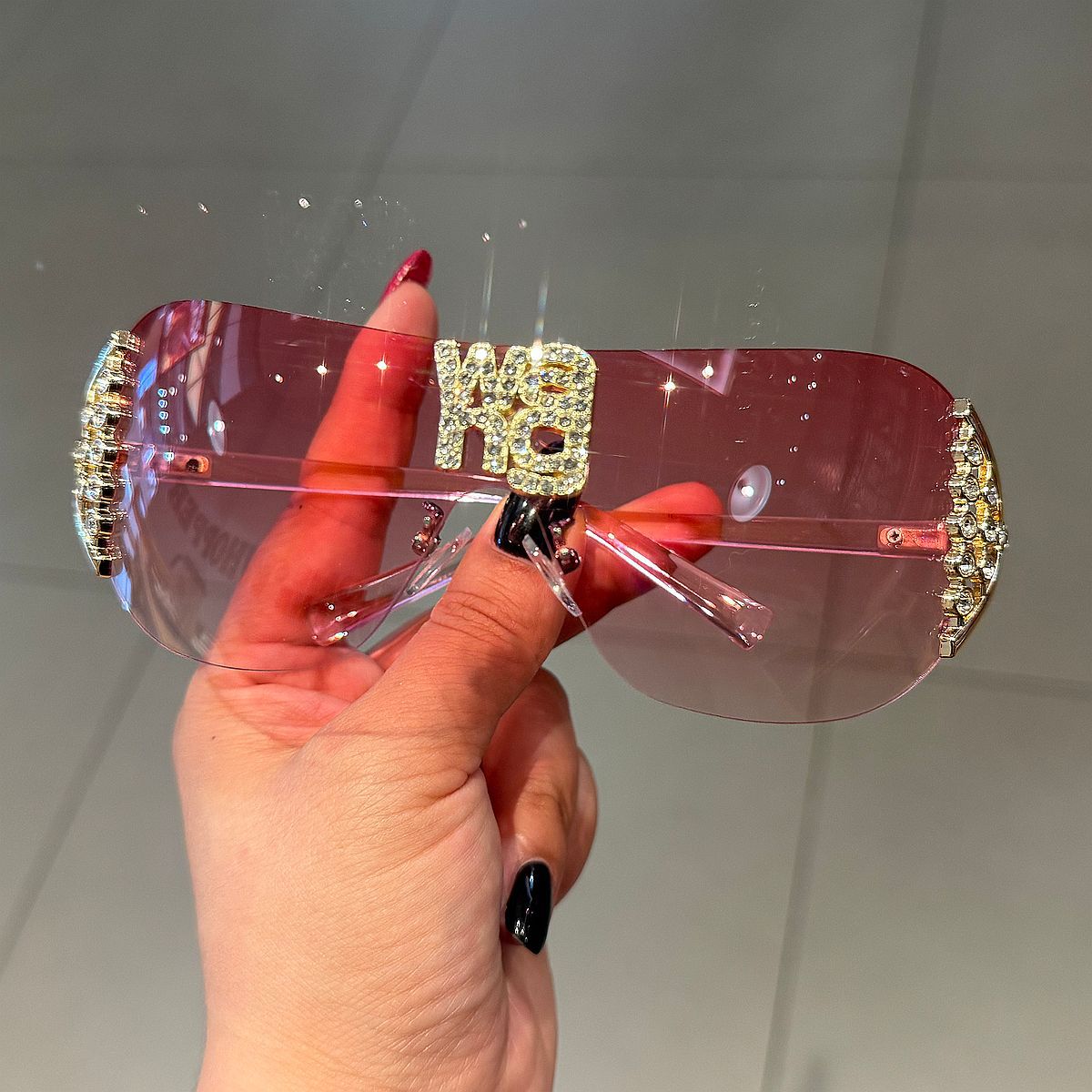 Trendy punk glasses lettery2k diamond