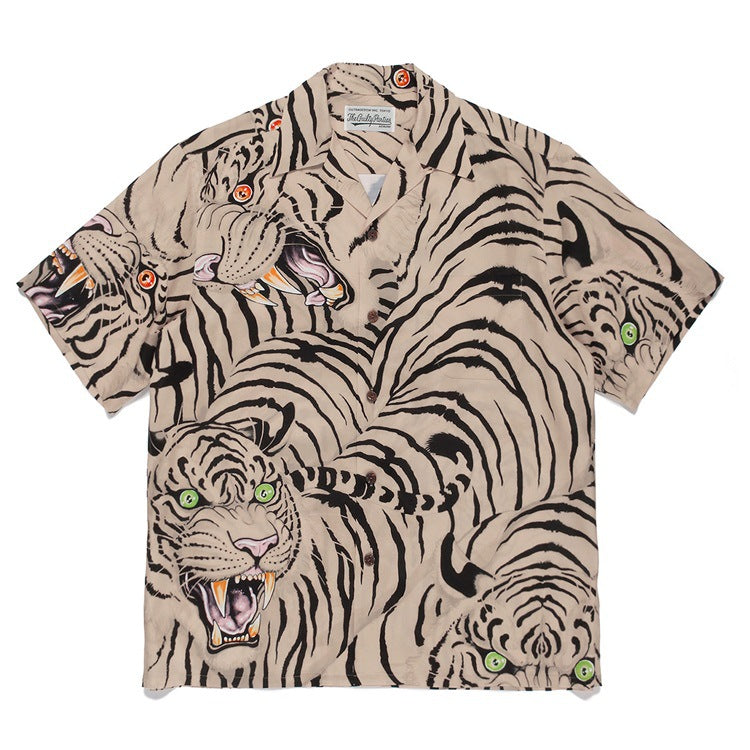 GUILTYPARTIES TIGER Shirts 22SS Cloud Tiger TIM LEHI Dragon Tiger Casual Short Sleeve Hawaiian Shirt Men and Women
