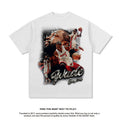 Nba T-shirt Summer Printed Short-Sleeved T-shirt Heavy Cotton Washed Distressed Top for Men High-quality pure cotton comfortable and trendy clothing