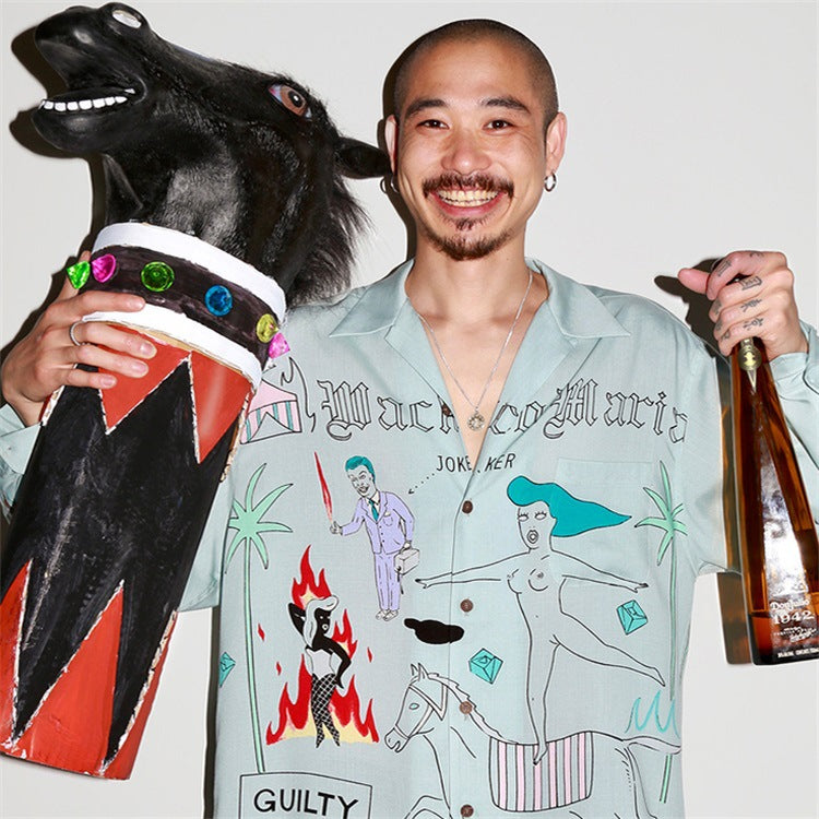 GUILTYPARTIES TIGER Long sleeved shirt World Peace series theme Hawaiian rayon long-sleeved shirt