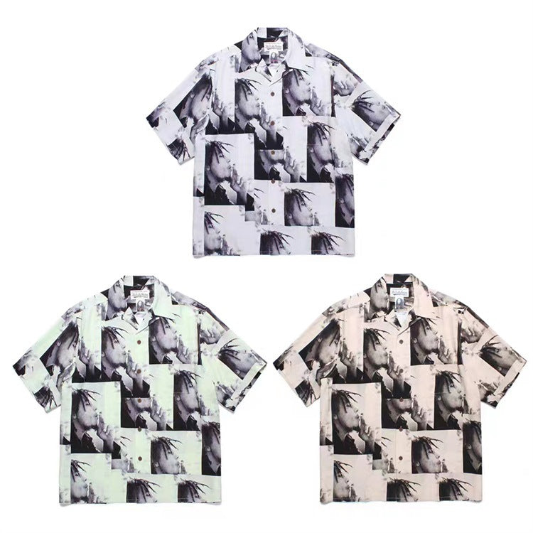 GUILTYPARTIES TIGER Shirts 22ss Joint Bob Marley Hawaiian Casual Print Short Sleeve Shirt Men