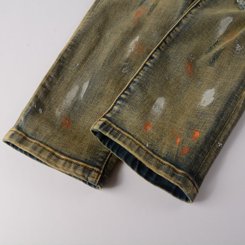 AMIRI Jeans Graffiti Hole & Patch Stretch Slim Fit #6557
