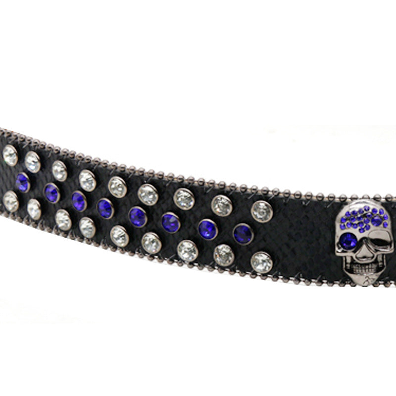 Hip-hop punk rhinestone belt skull punk dark style