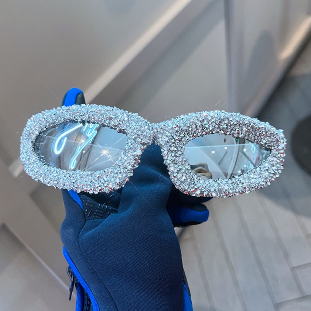 Trendy punk glasses full of diamonds y2k