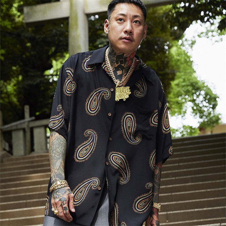 GUILTYPARTIES TIGER Shirts/Cashew flower, heaven Beijing rap Hawaiian short-sleeved shirt