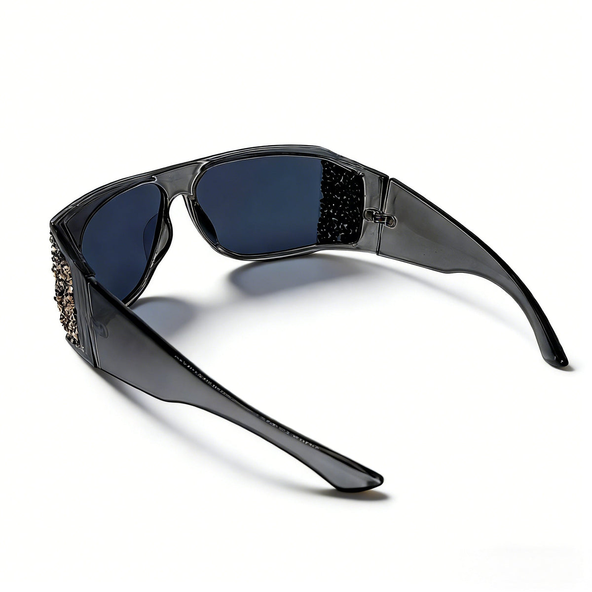 Trendy punk glasses retro large frame with diamonds y2k