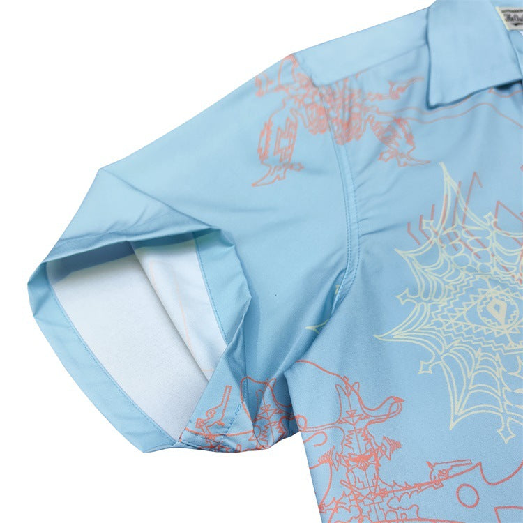 GUILTYPARTIES TIGER Shirts WOLF'S HEAD Spider Eyes, Hawaiian Short Sleeve Shirt Men