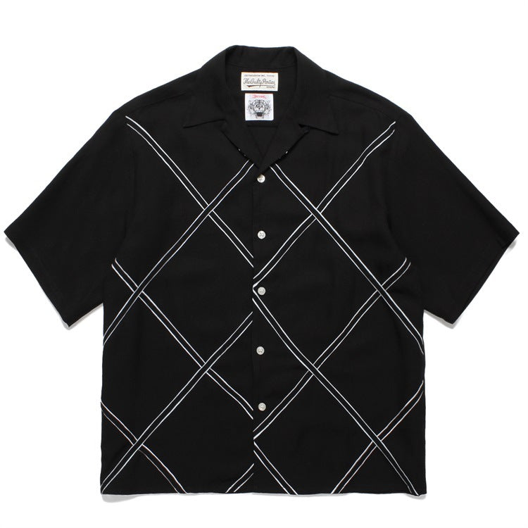 GUILTYPARTIES TIGER Shirts 24ss Shenxing checkered rayon, Hawaiian casual short-sleeved shirt men