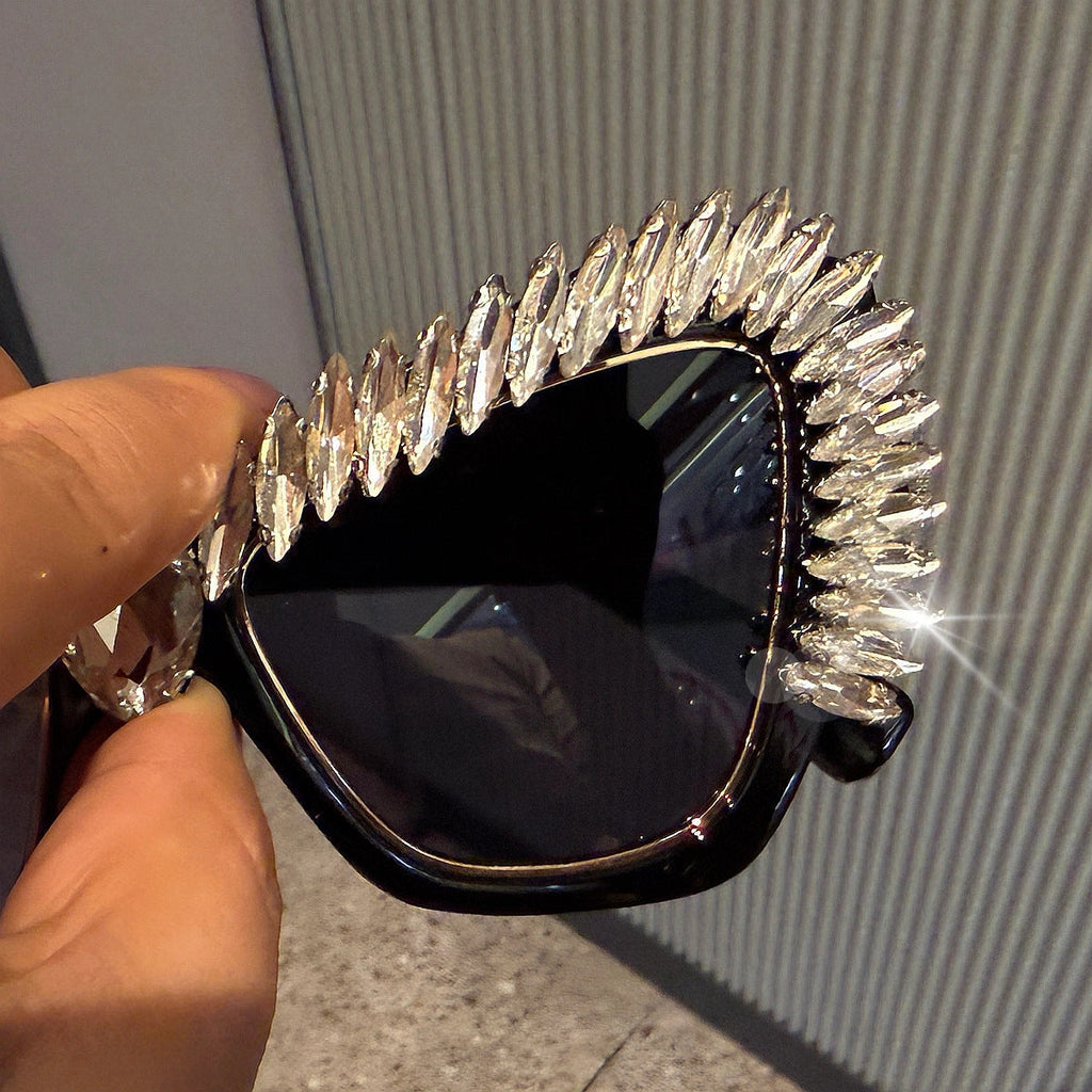 Trendy punk glasses flash diamond