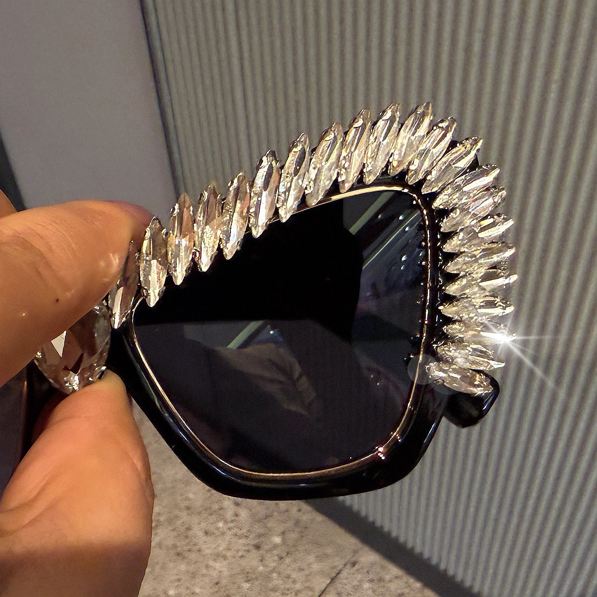 Trendy punk glasses flash diamond