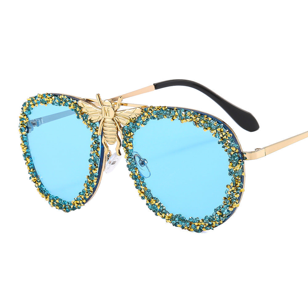 Trendy punk glasses diamond retro