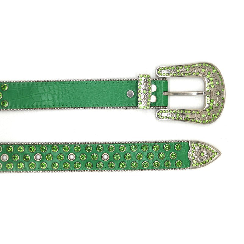 Hip-hop punk rhinestone belt women's alloy needle buckle