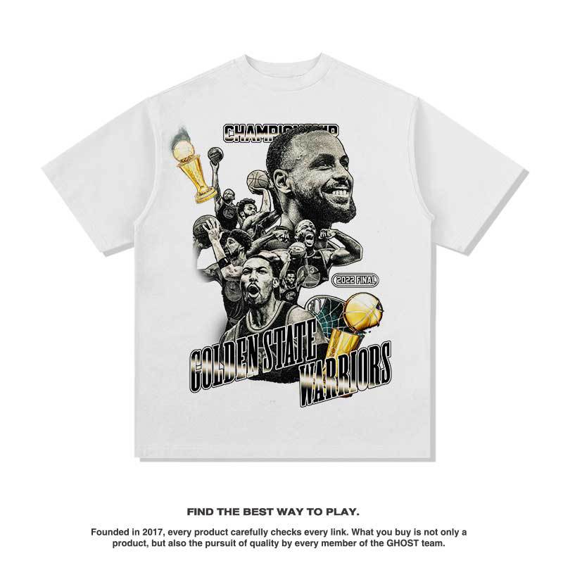 Nba T Shirt Curry Short-Sleeved T-shirt Washed Distressed Small Neckline Short-Sleeved Fashion Brand High-quality pure cotton comfortable and trendy clothing