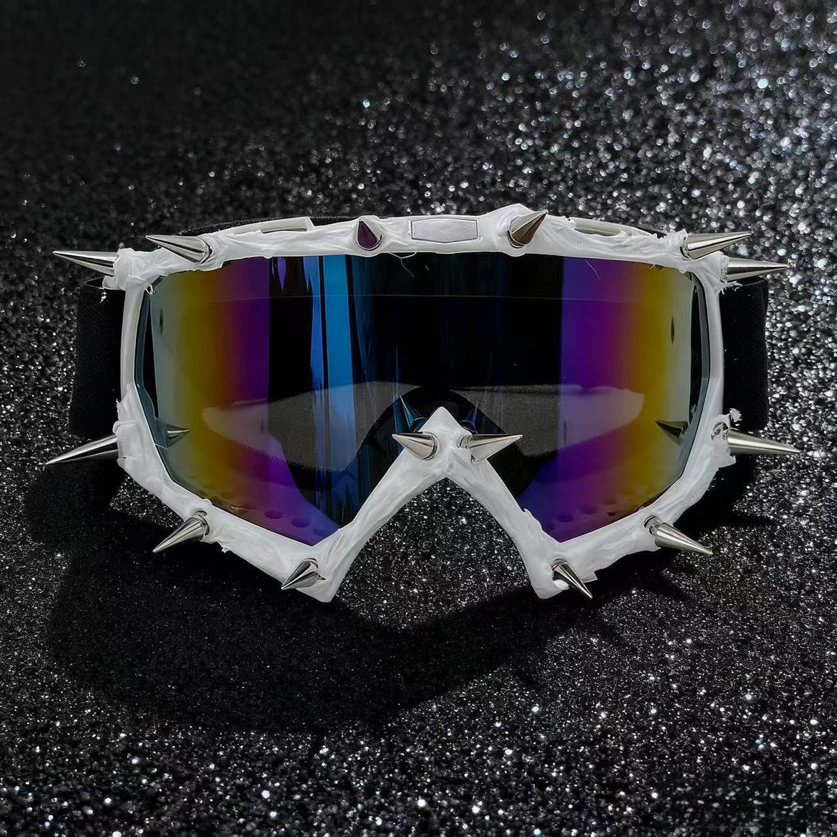 Trendy punk glasses metal rivet eye protection sponge