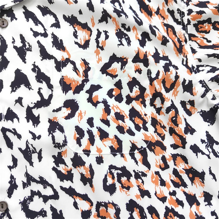 GUILTYPARTIES TIGER Shirts Leopard Rayon Hawaiian Short Sleeve Shirt Beach Vacation Shirt