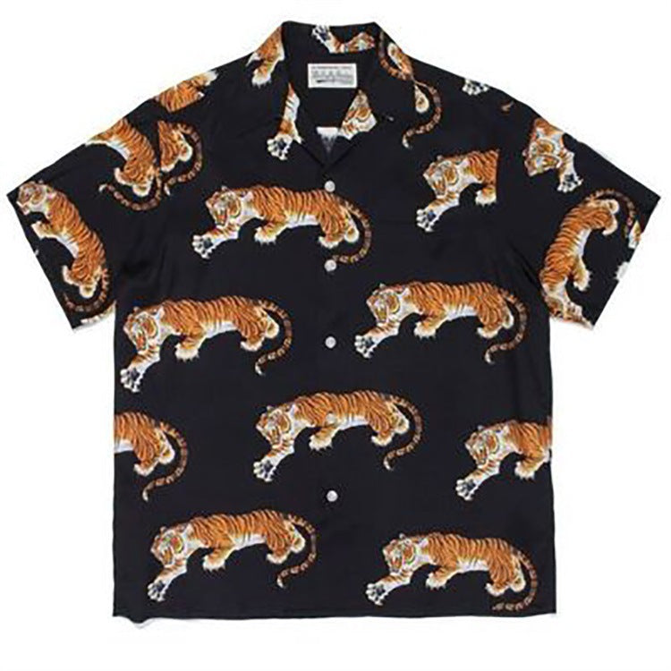 GUILTYPARTIES TIGER Shirts 22ss Limited TIM LEHI Downhill Tiger Hawaiian Short Sleeve Shirt Men's and Women's