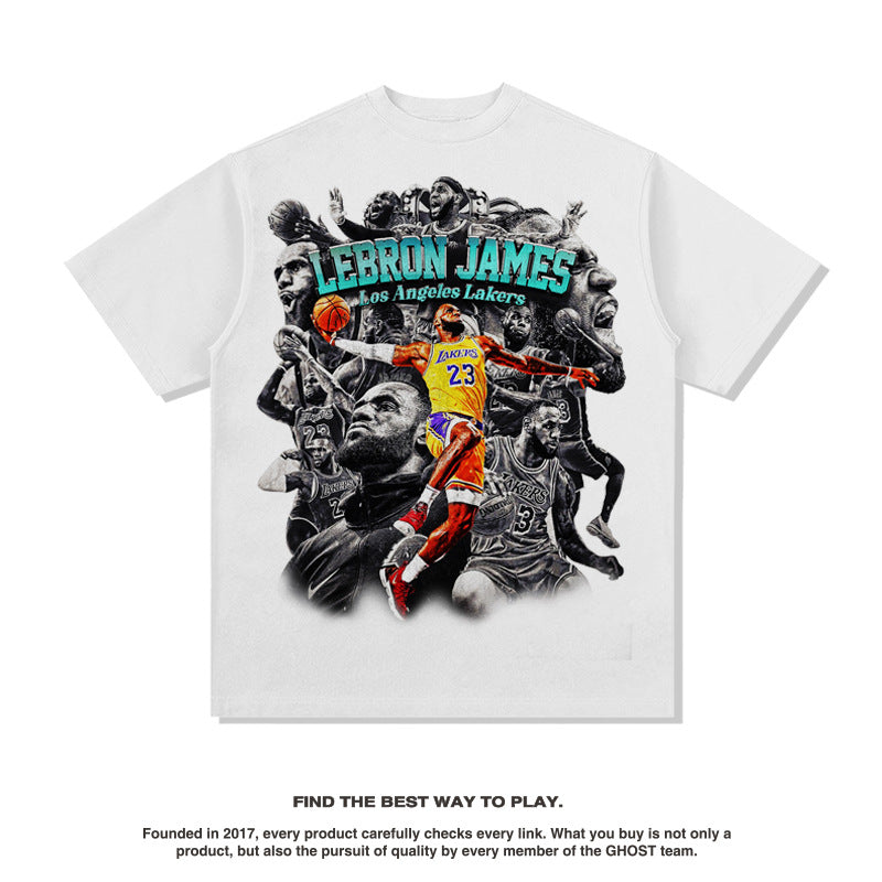 Nba T Shirt James Printed Short Sleeve T-shirt High-quality pure cotton comfortable and trendy clothing