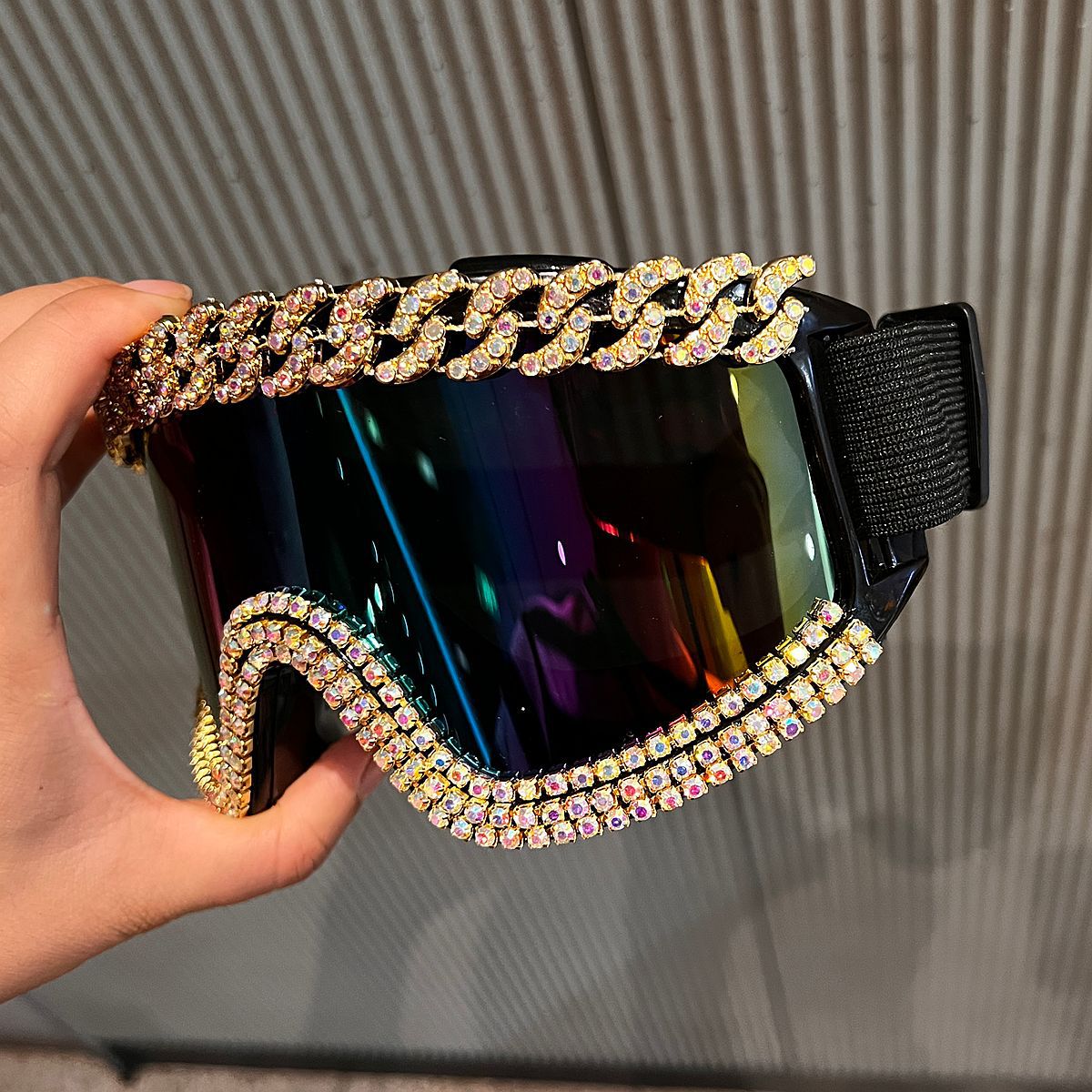 Trendy punk glasses sand and dustproof large frame sponge