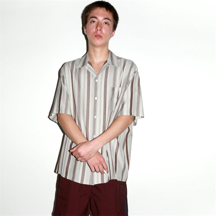 GUILTYPARTIES TIGER Shirts 24ss Striped Classic, Rayon Hawaiian Casual Short Sleeve Shirt Men